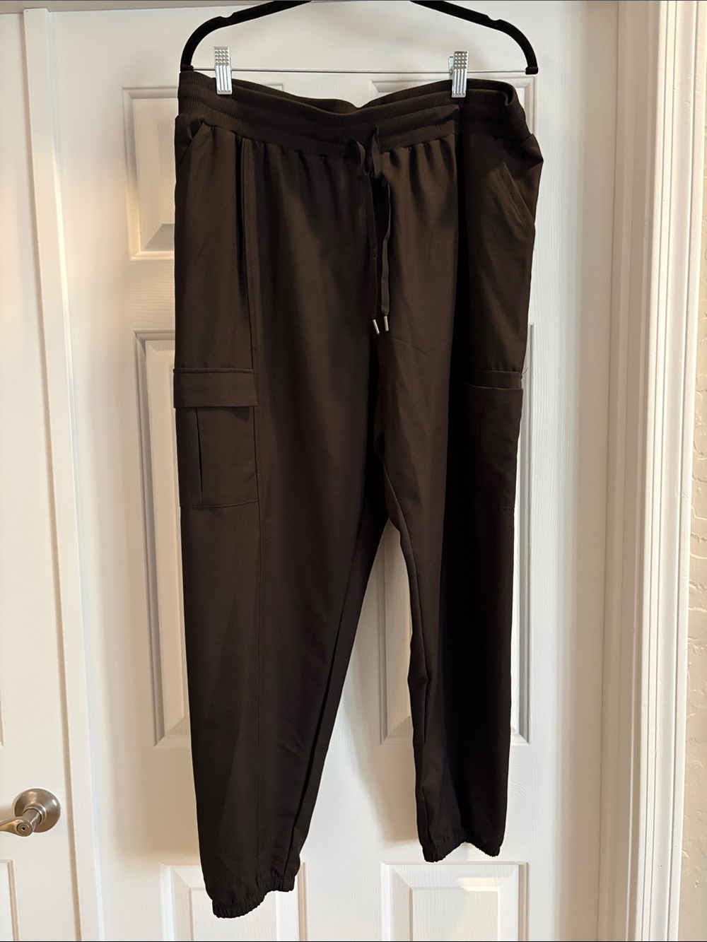 Women’s Black Cargo Jogger Pants with Drawstring Waist